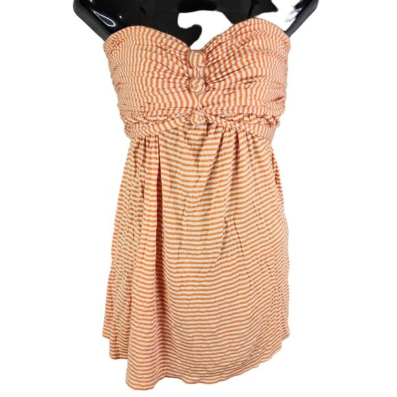 Women's BCBGMAXAZRIA Strapless Orange & White Striped Dress  Size M - Picture 1 of 11